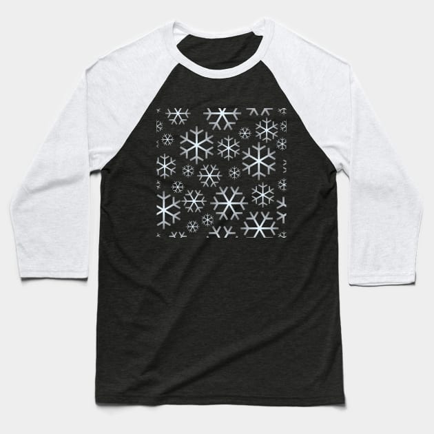 White Christmas Snowflakes Pattern Baseball T-Shirt by inotyler